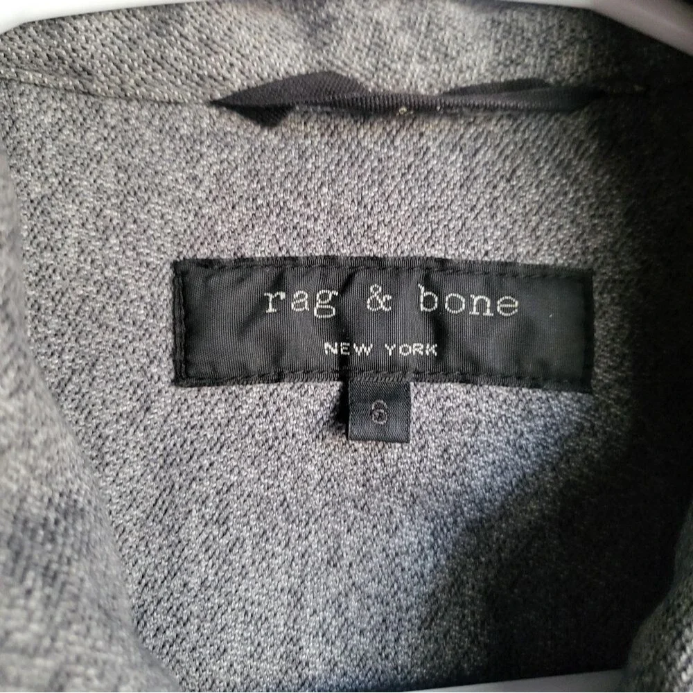 Vintage Rag & Bone Gray Black Utility Military Jacket Sz 8 Cotton